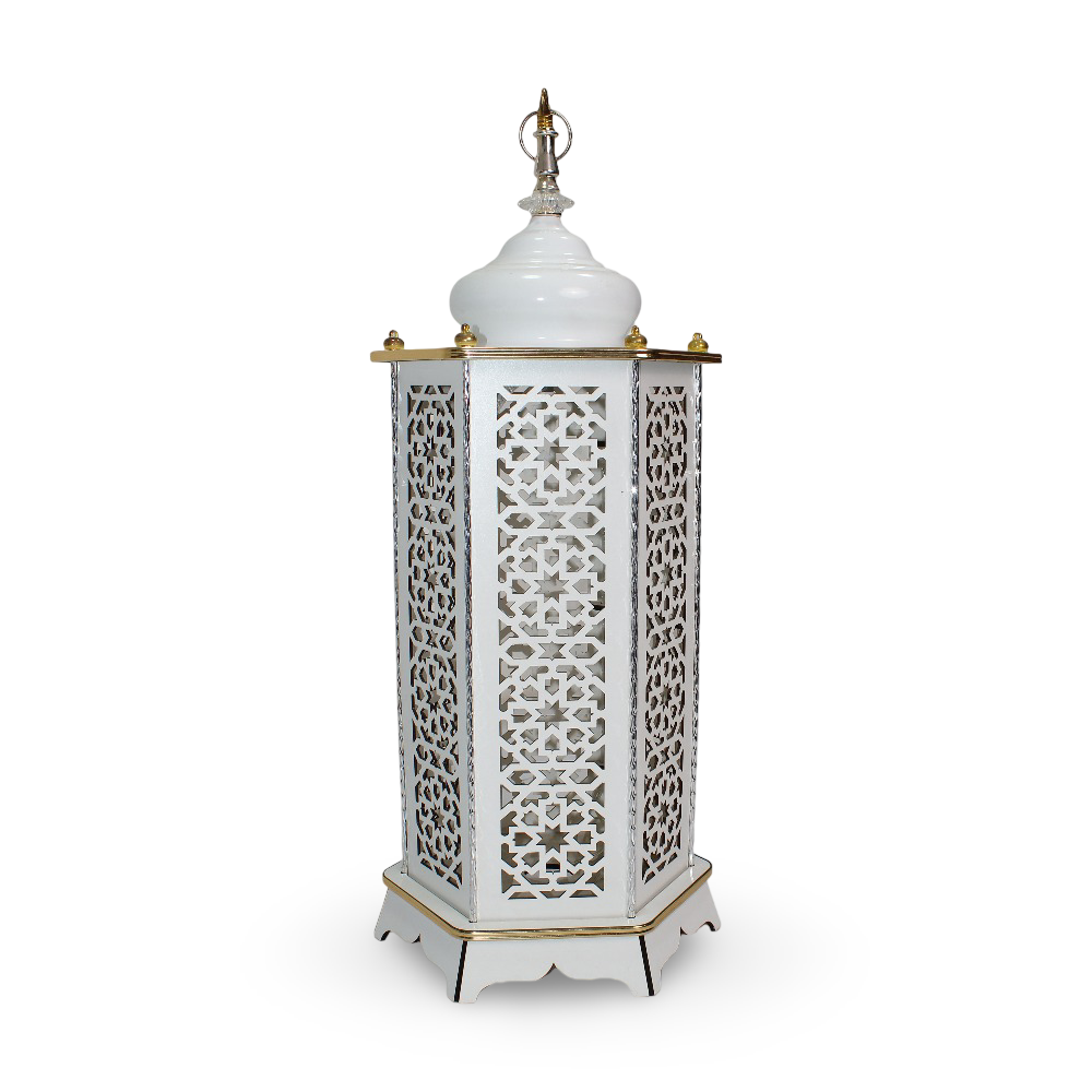 فانوس رمضان LED أرابيسك 70 سم – أبيض