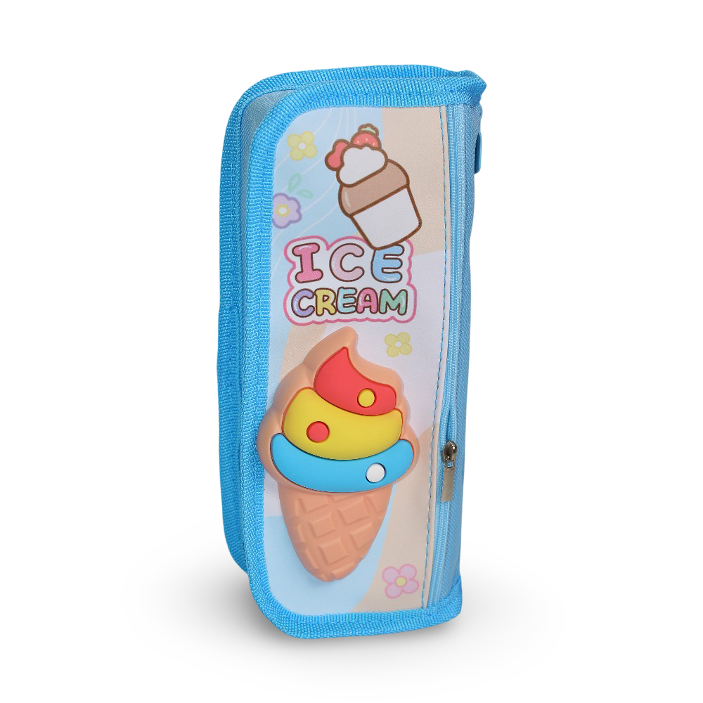 Pencil Case – Blue with Ice Cream Design - School - T.w.k