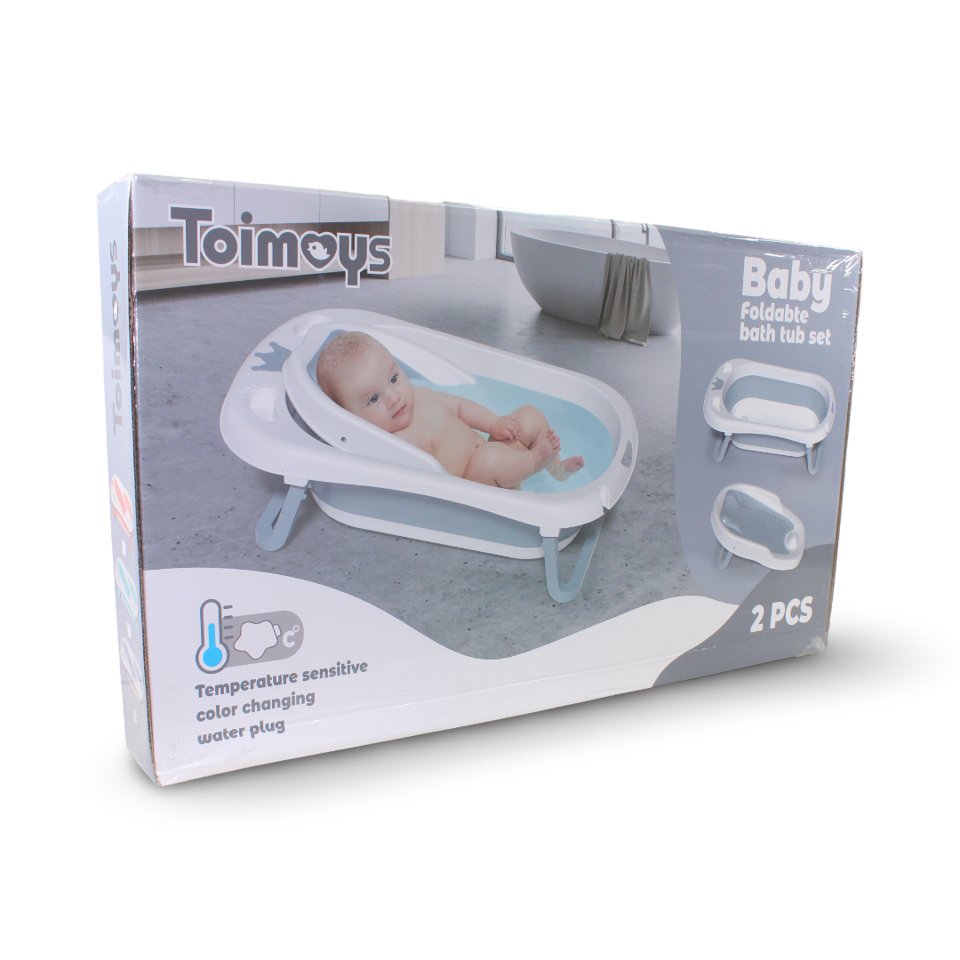 Toimoys Foldable Baby Bath Set with Temperature – Grey