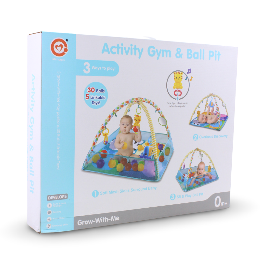 Menggao 3-in-1 Baby Activity Gym & Ball Pit – Pink