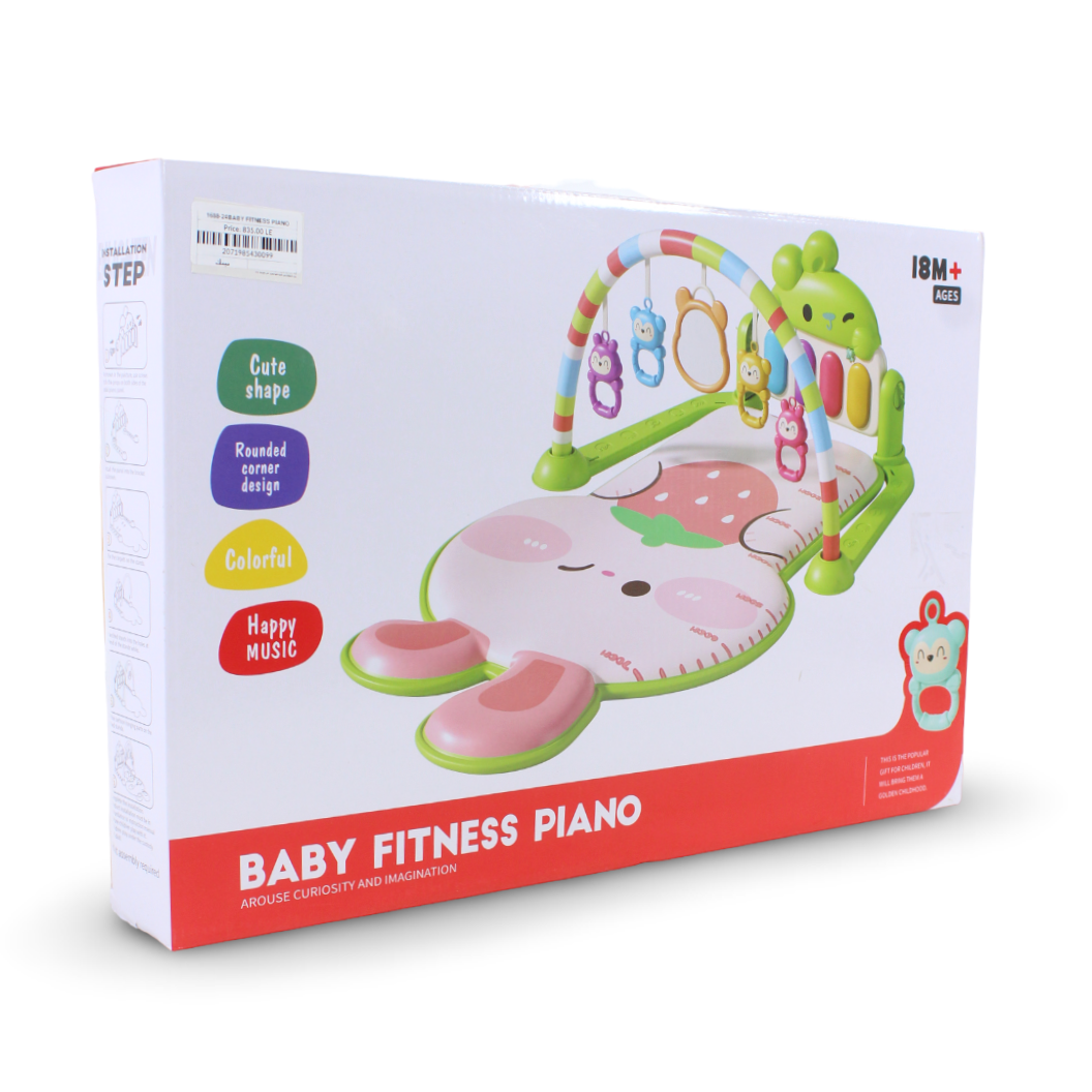 Rabbit Baby Fitness Piano and Activity Gym Play Mat – Pink