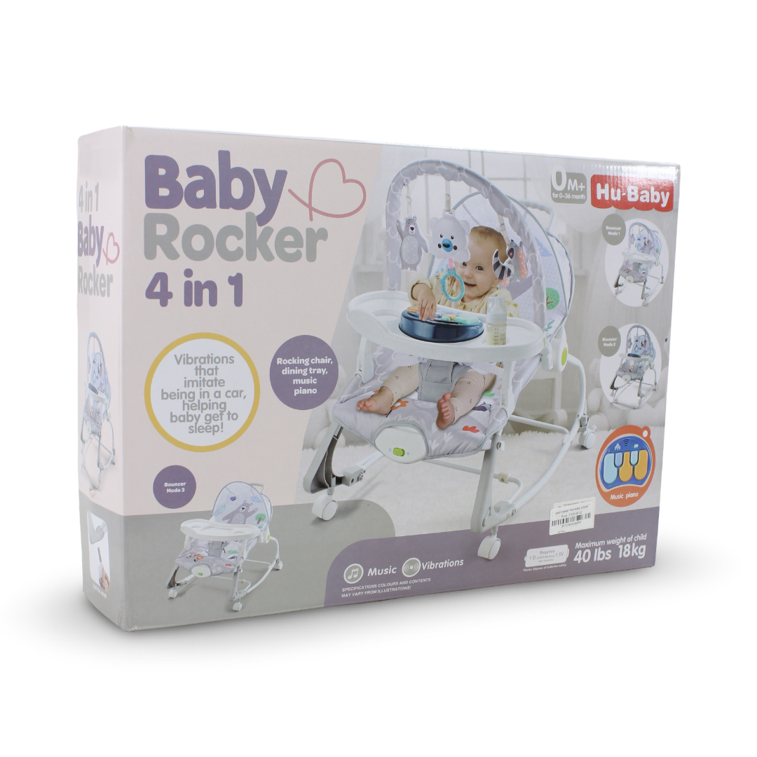Hu-Baby 4-in-1 Baby Rocker – Grey