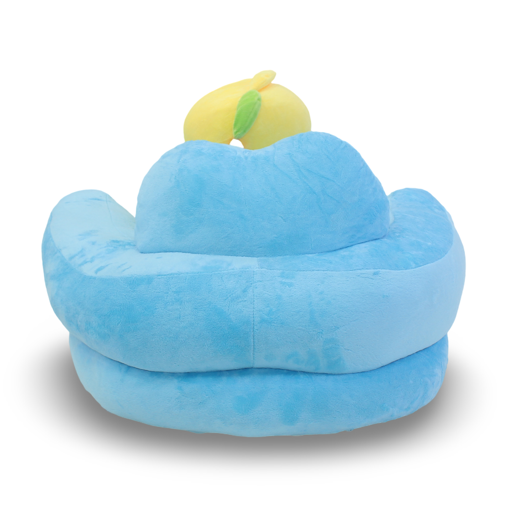 Kids Plush Ride-On Seat with Backrest – Light Blue