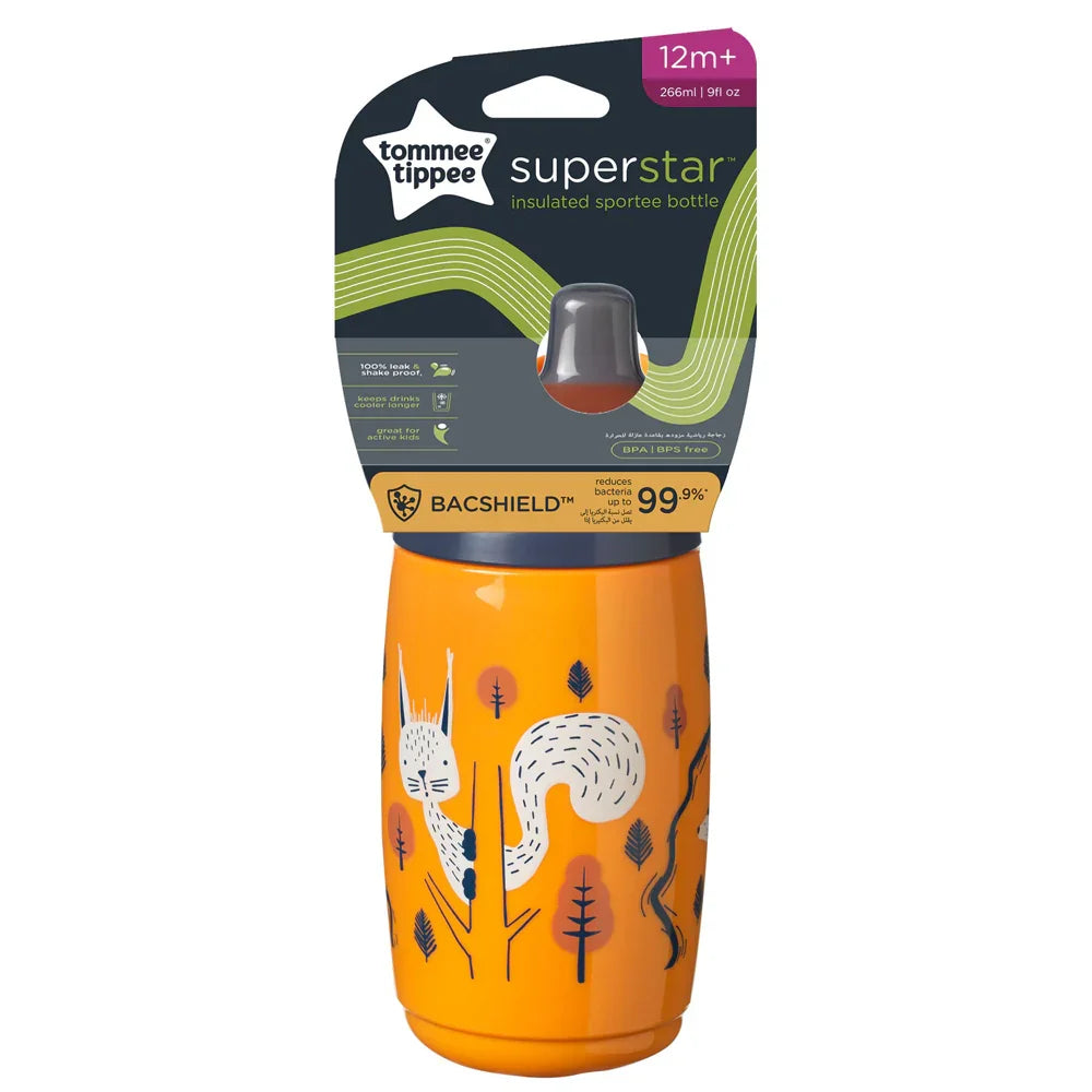 Tommee Tippee Superstar Sportee Bottle, 266ml (12M+), Orange - Baby Essentials