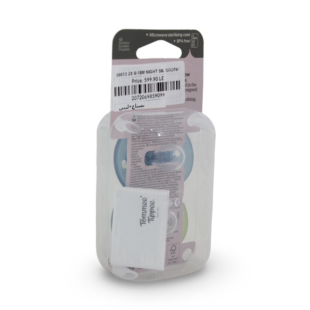 Tommee Tippee Nightglow Pacifier 6-18m – Mint & Baby Blue