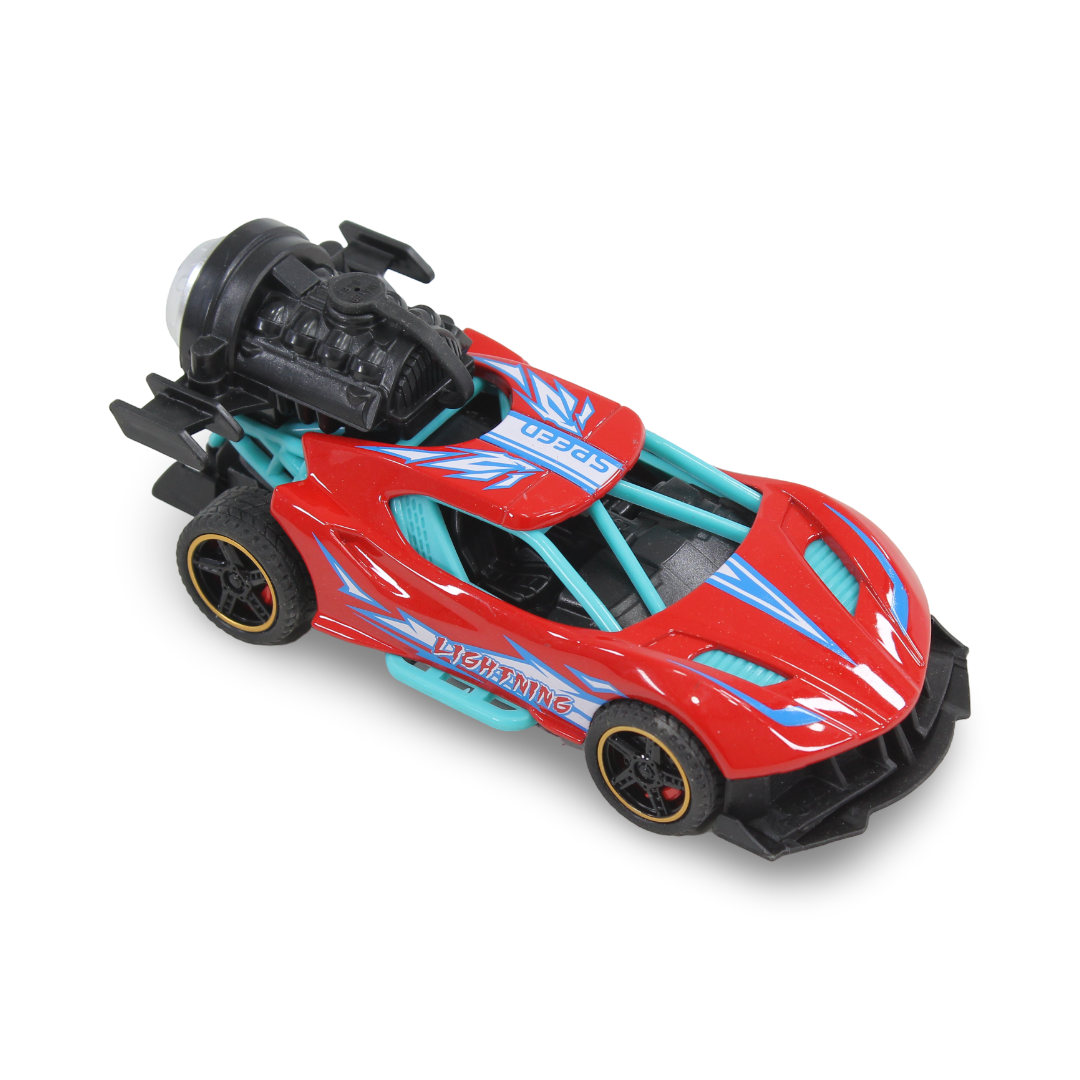Die-Cast Alloy Sports Car Toy (Light & Spray) – Red