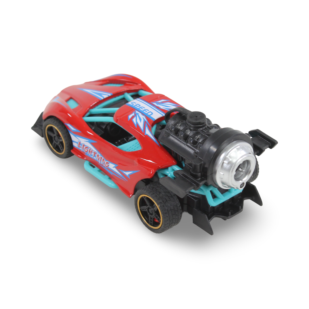 Die-Cast Alloy Sports Car Toy (Light & Spray) – Red