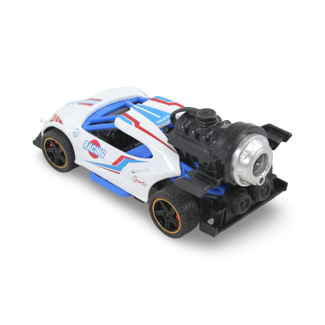 Die-Cast Alloy Sports Car Toy (Light & Spray) – White