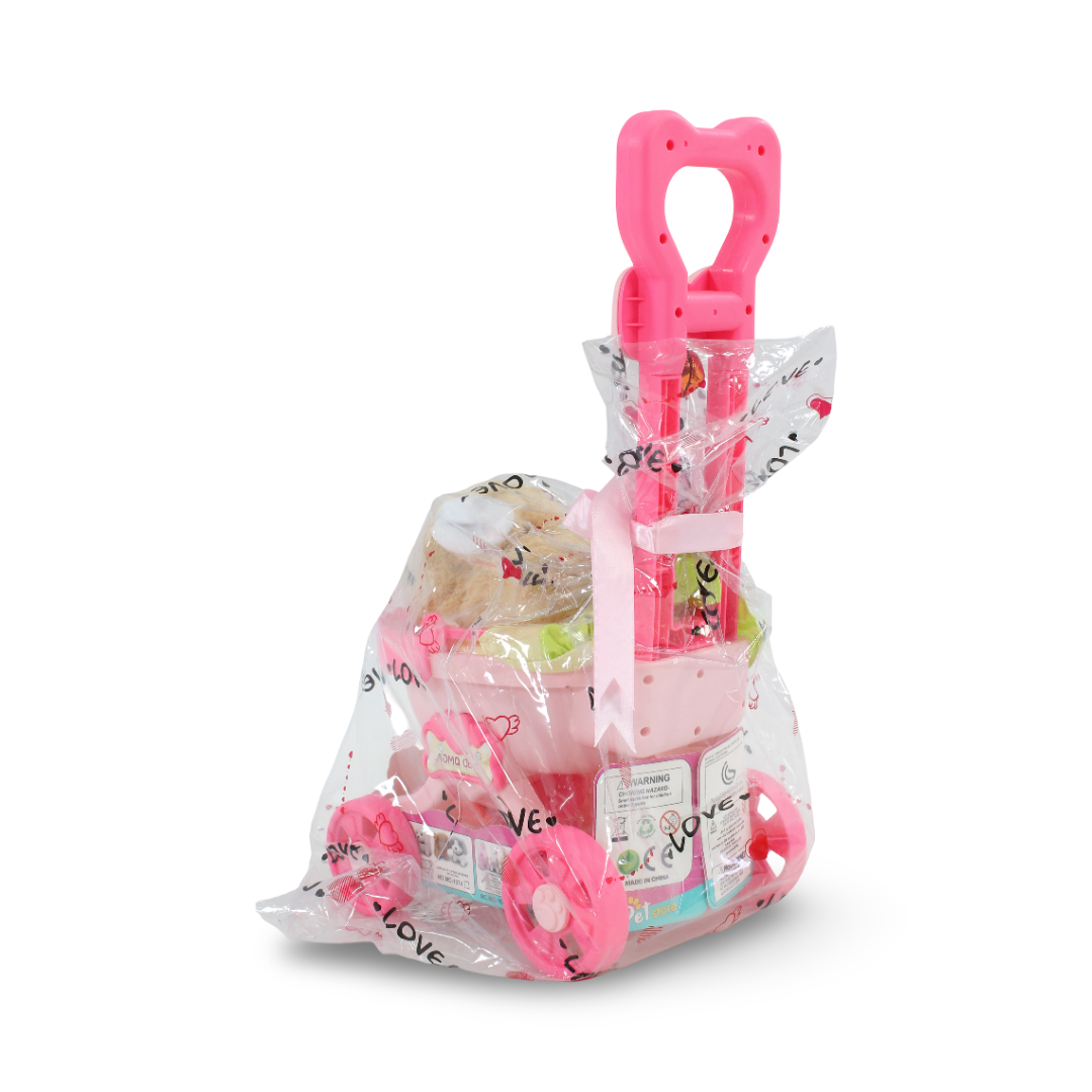 Plush Rabbit Stroller Toy Set – Beige