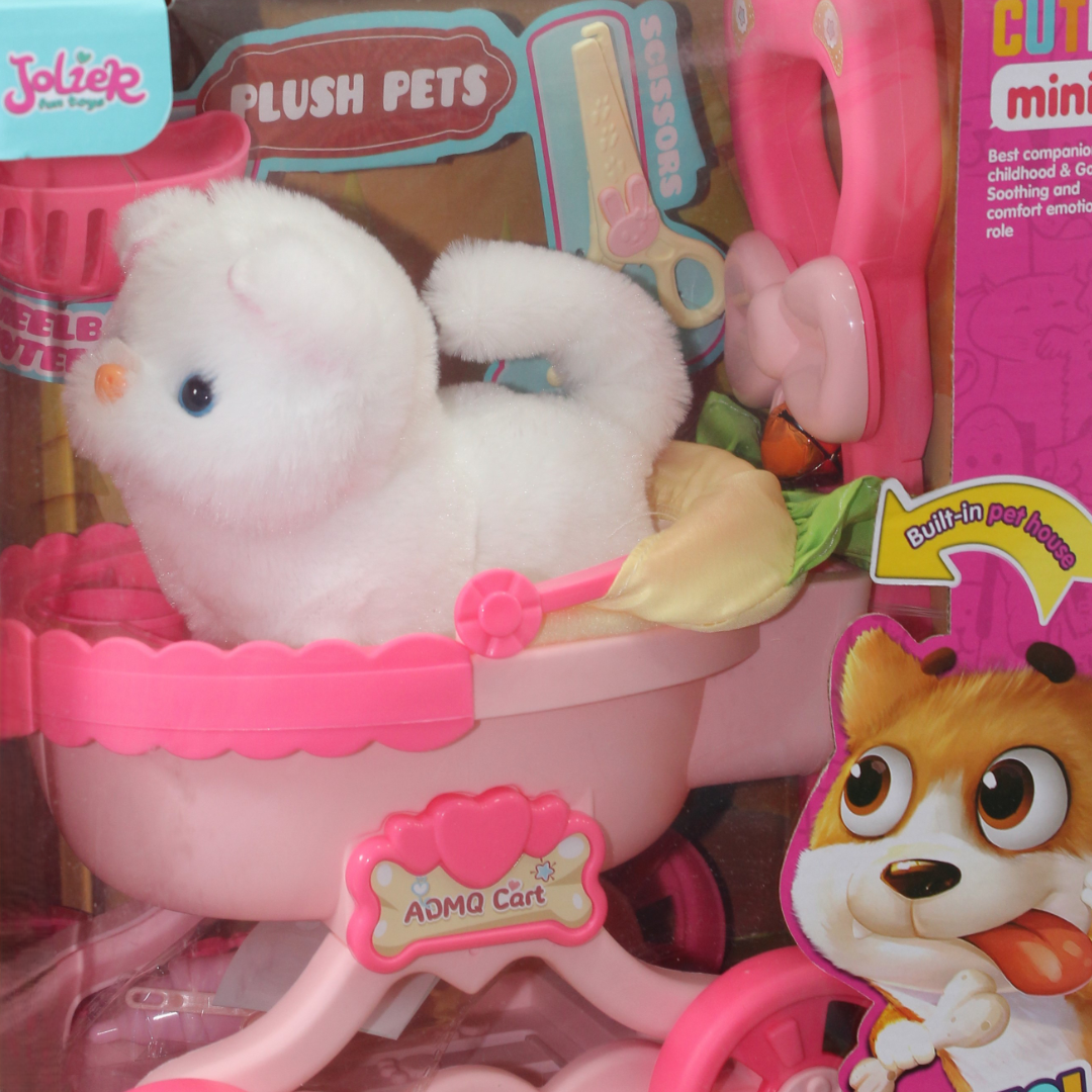 Jolier Mini Cat Plush Pet Pethouse Interactive Walking Toy Set