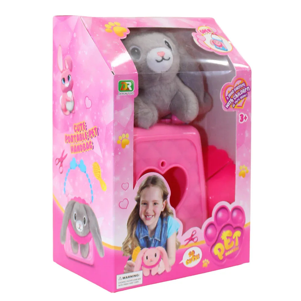 Stuffed Rabbit with Handbag – Grey