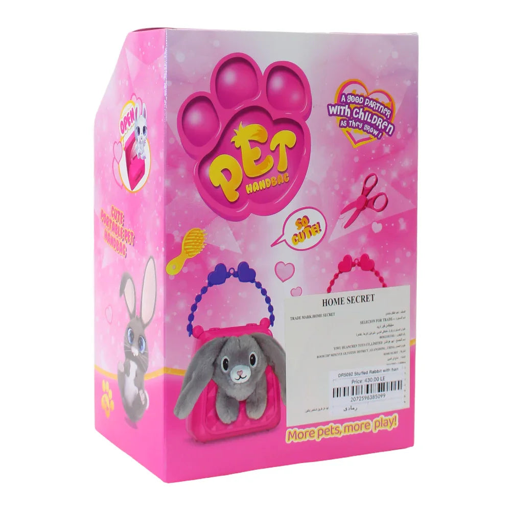 Stuffed Rabbit with Handbag – Grey