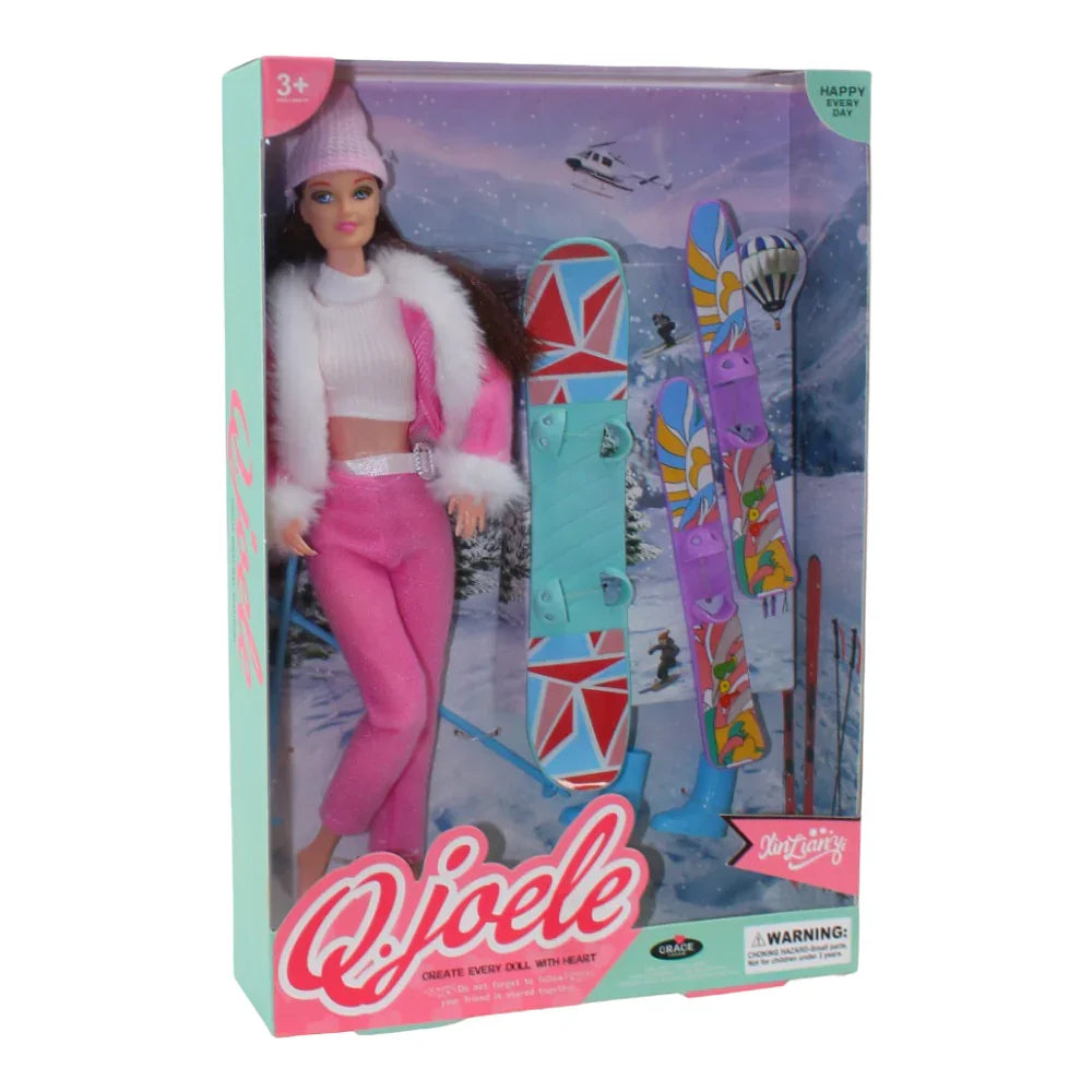 Q.Joele Ski Suit 11.5-Inch Jointed Doll – Pink