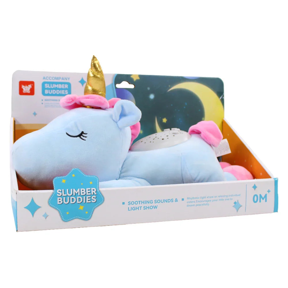 Soothing Colorful Projection Unicorn Plush Toy – Light Blue