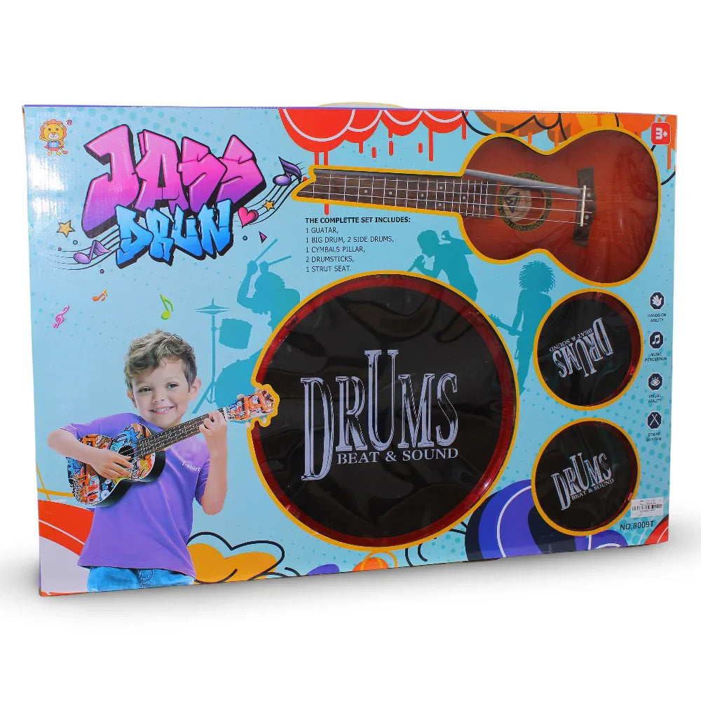 Drums & Guitar Set – Red - Toys - OKO