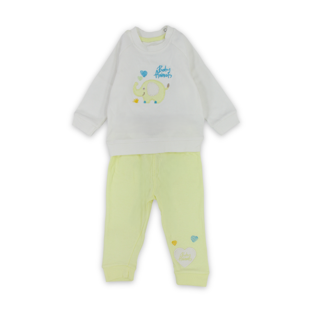 Unisex Baby Cotton Pajama – Yellow with Elephant Embroidery - Clothing - Star Dream