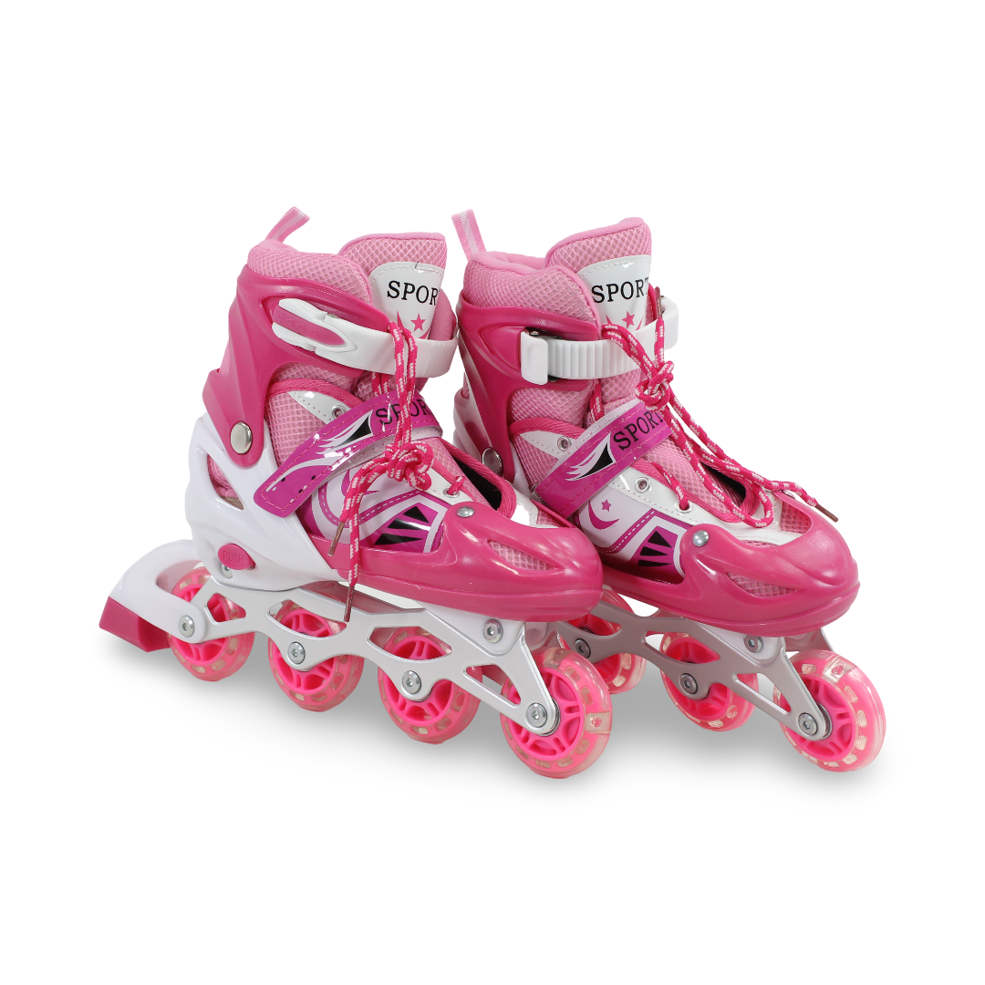 Sport Single-Row Adjustable Roller Skates (38-42) – Fuchsia
