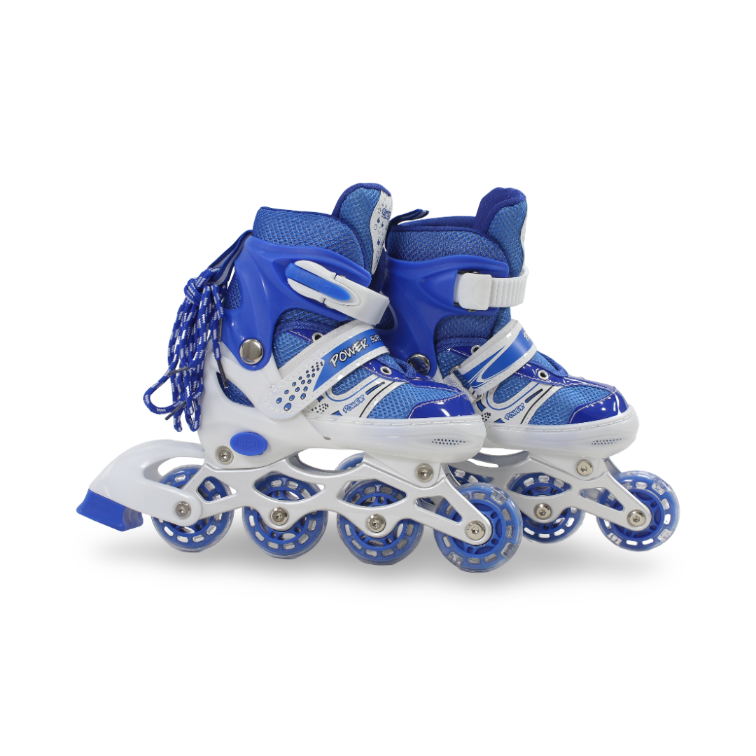 Power Superb Single-Row Adjustable Roller Skates (31-34) – Blue