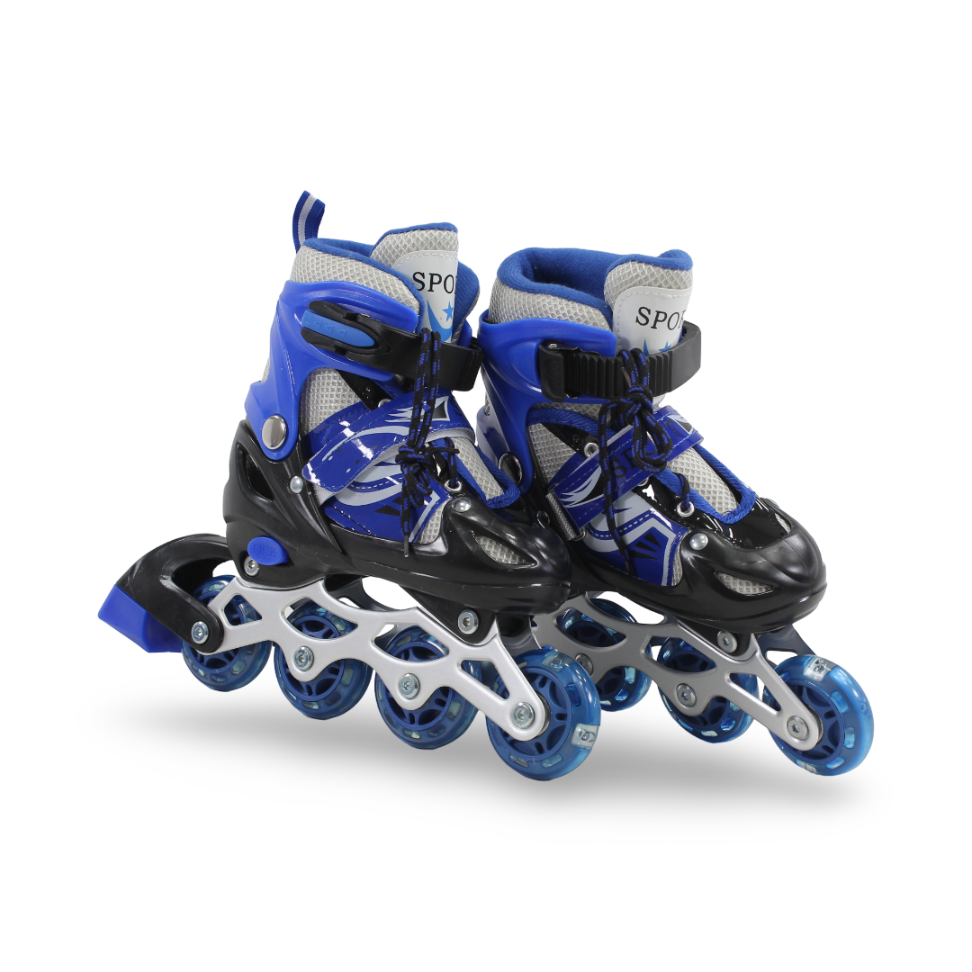 Sport Single-Row Adjustable Roller Skates (35-38) – Blue & Black