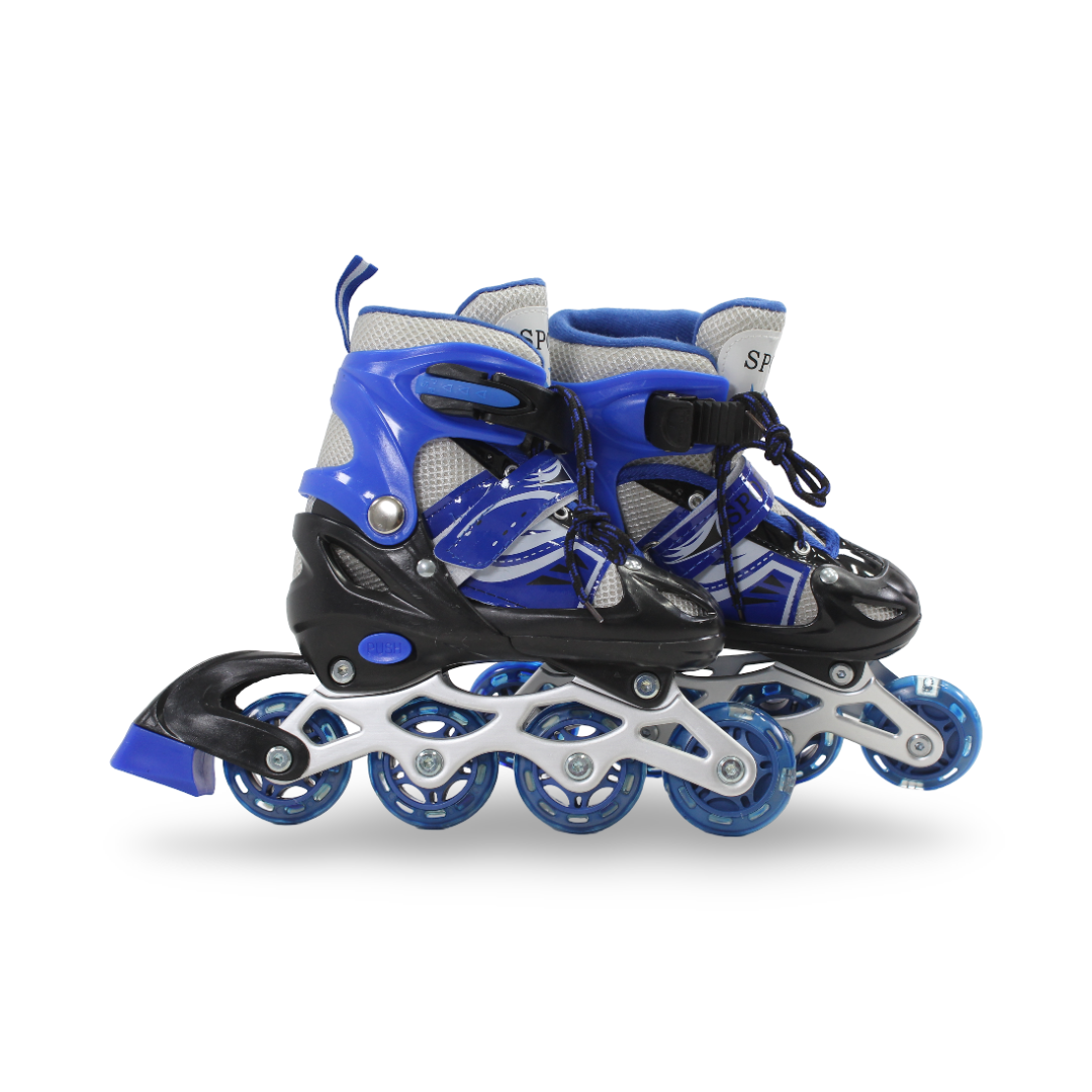 Sport Single-Row Adjustable Roller Skates (35-38) – Blue & Black