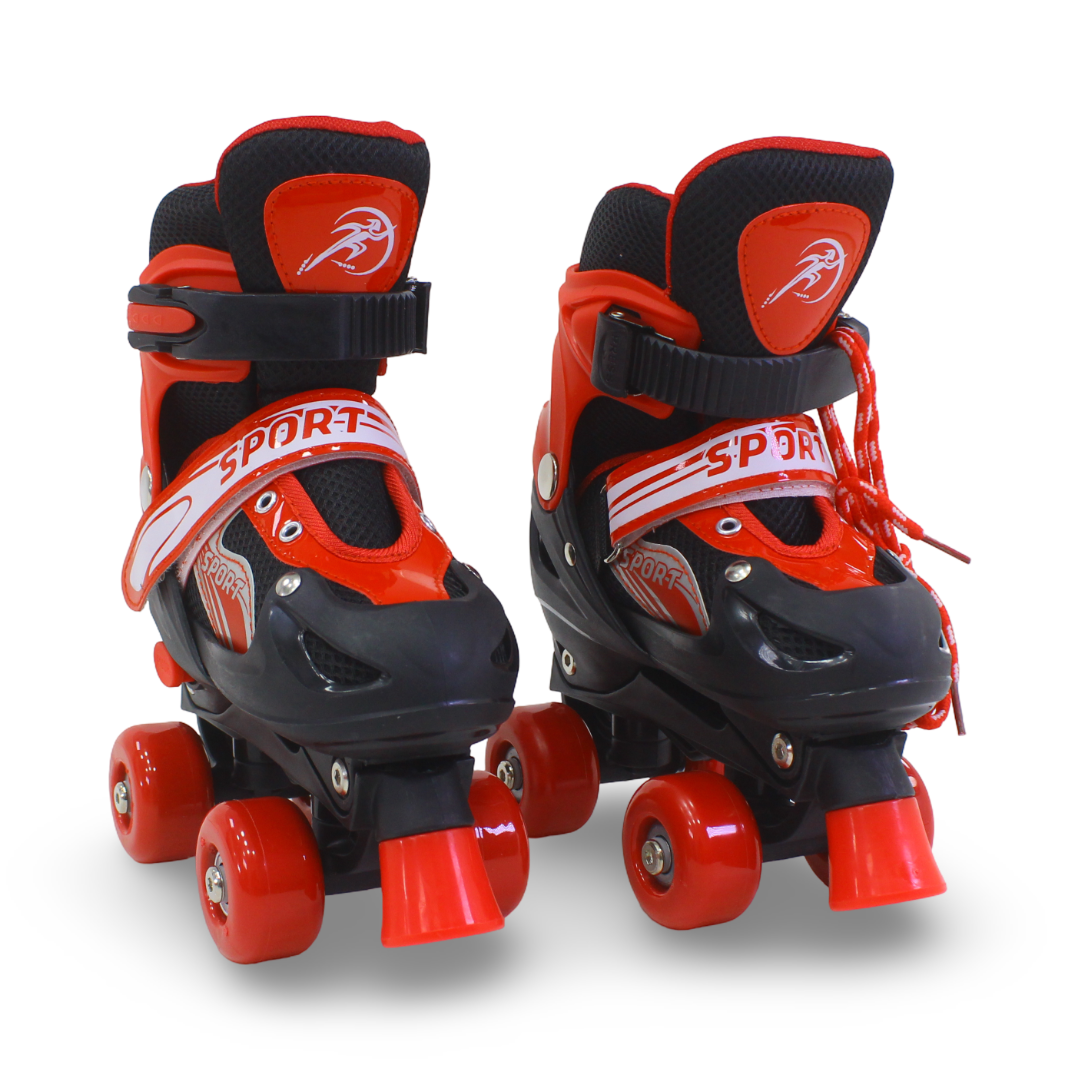 Sport Double Wheels Adjustable Kids' Roller Skates (S Size) – Red