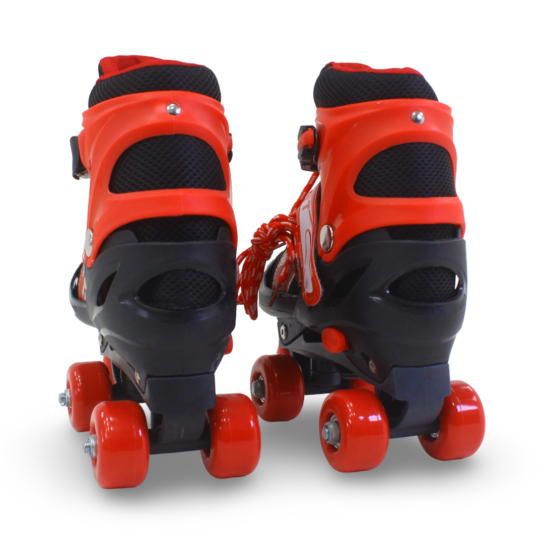 Sport Double Wheels Adjustable Kids' Roller Skates (M Size) – Red & Black