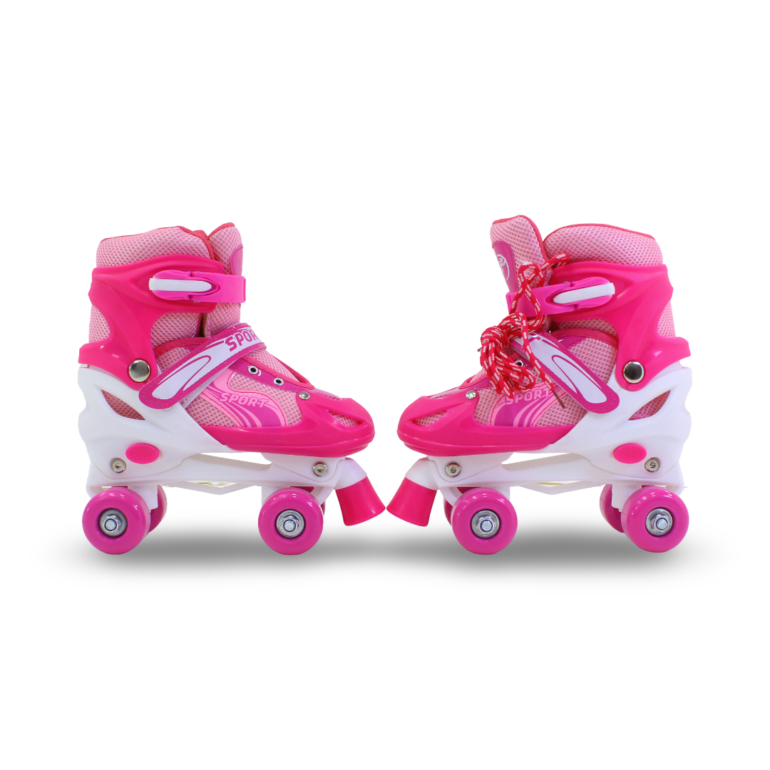 Sport Double Wheels Adjustable Kids' Roller Skates (M Size) – Fuchsia