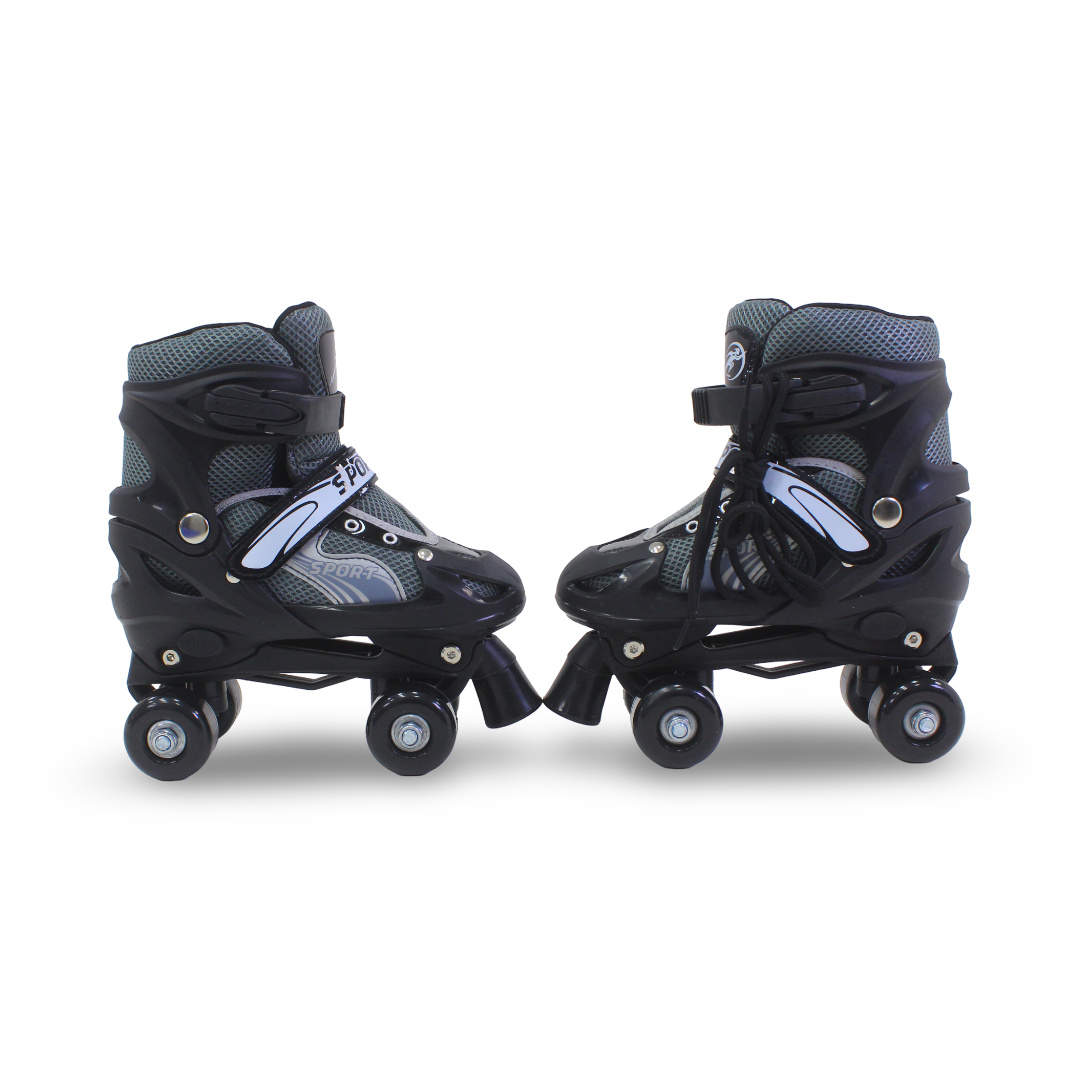 Sport Double Wheels Adjustable Kids' Roller Skates (M Size) – Black