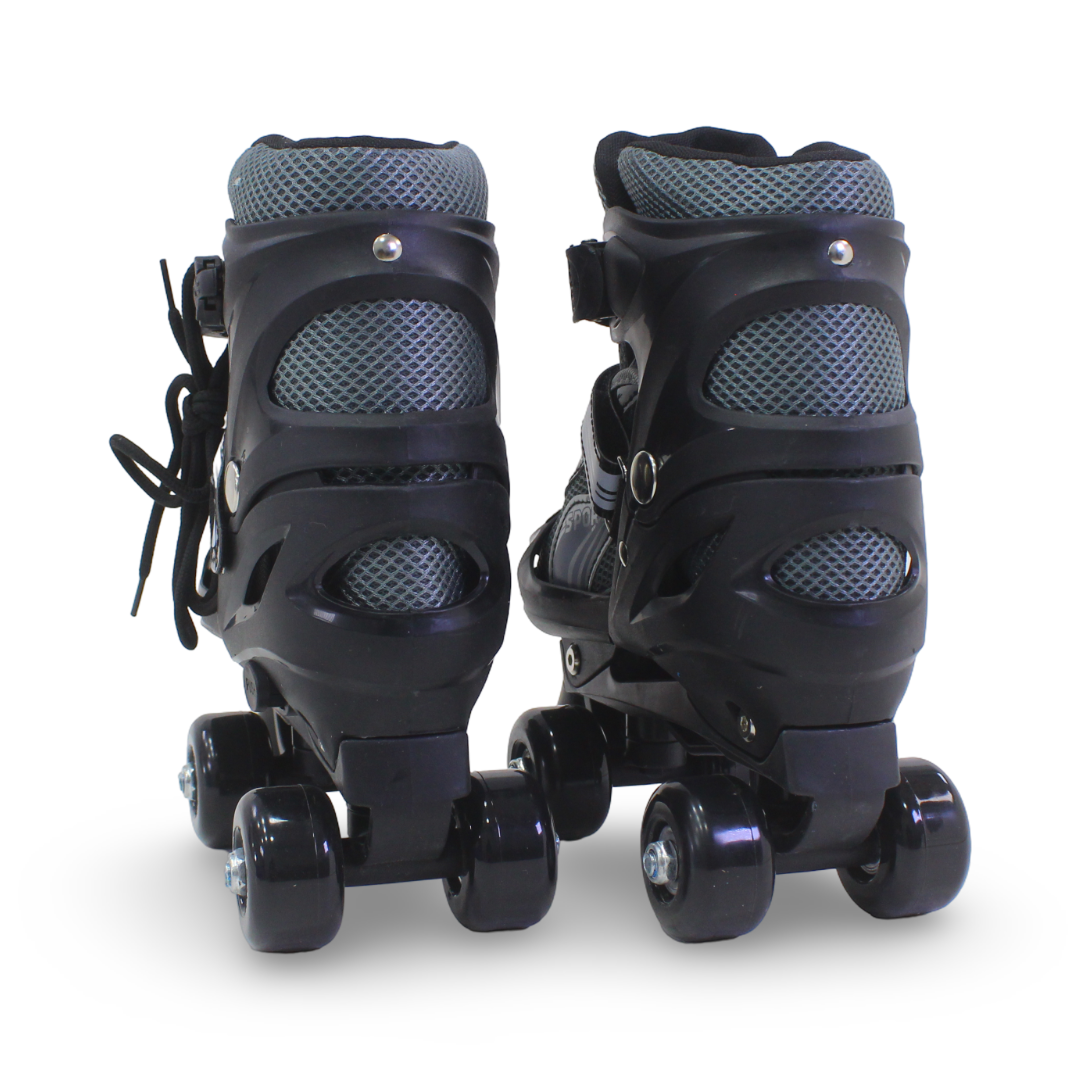 Sport Double Wheels Adjustable Kids' Roller Skates (M Size) – Black