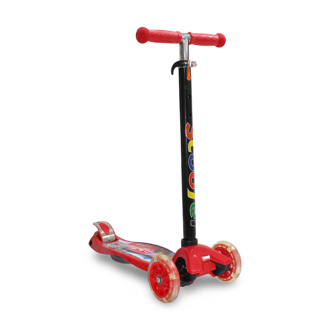 3-Wheel Scooter (Sound & Light) – Red with Cars Design - Toys - OKO