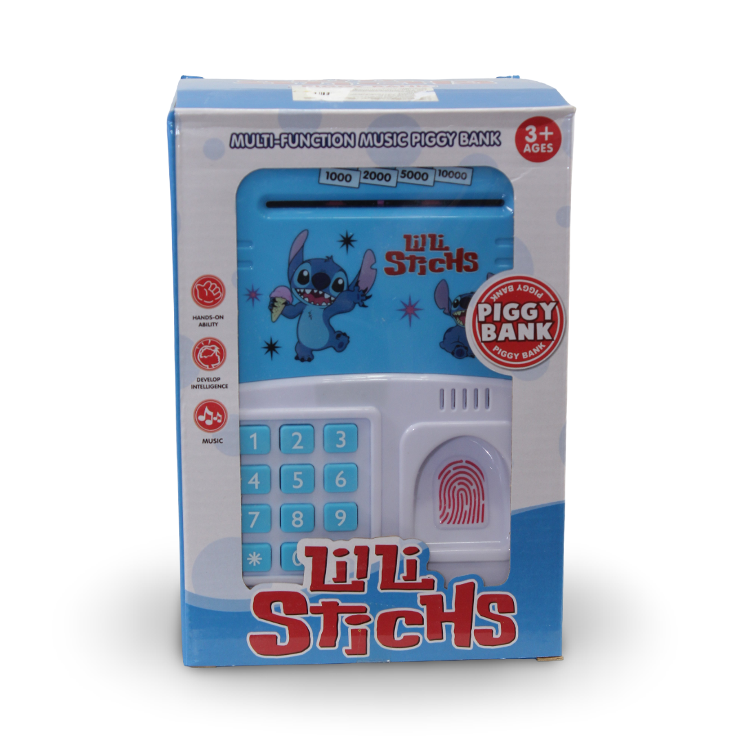 Stitch Music Piggy Bank with Fingerprint Scanner – Baby Blue