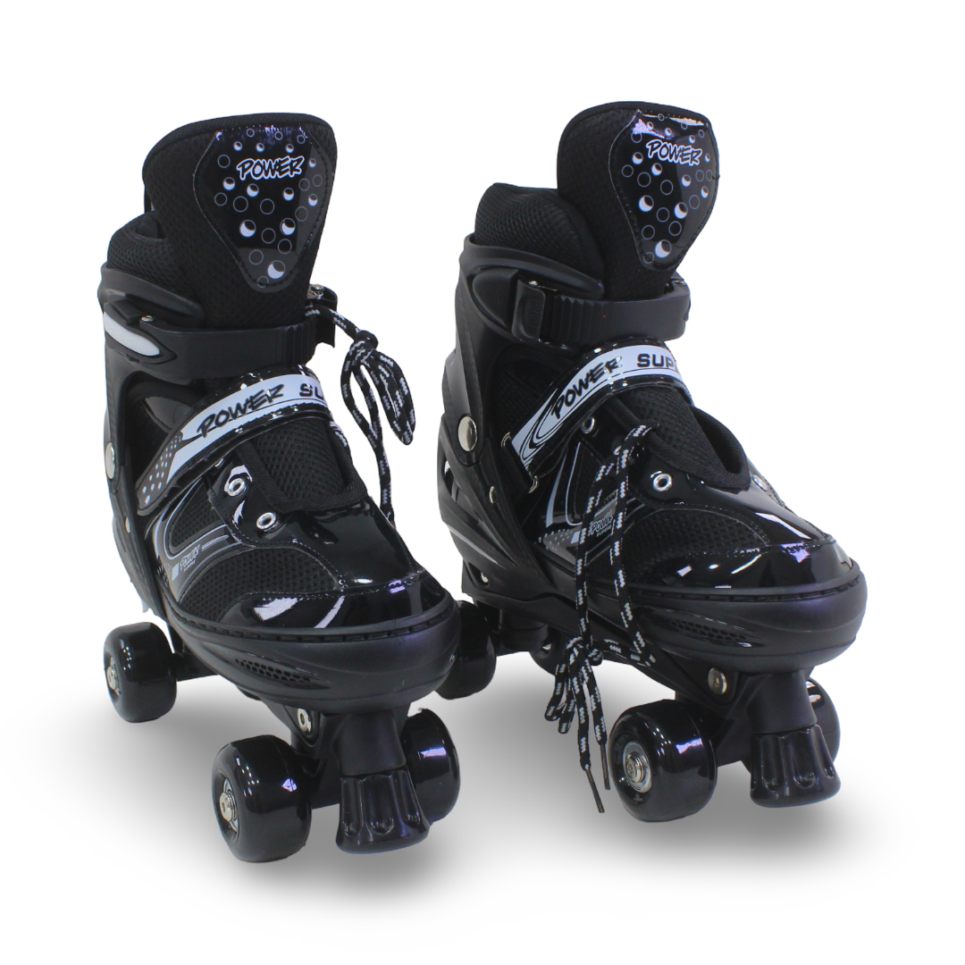 Sport Double Wheels Adjustable Kids' Roller Skates (L Size) – Black