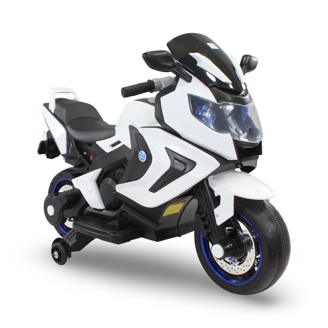Kids Electric Motorcycle – White & Black - Toys - Bino