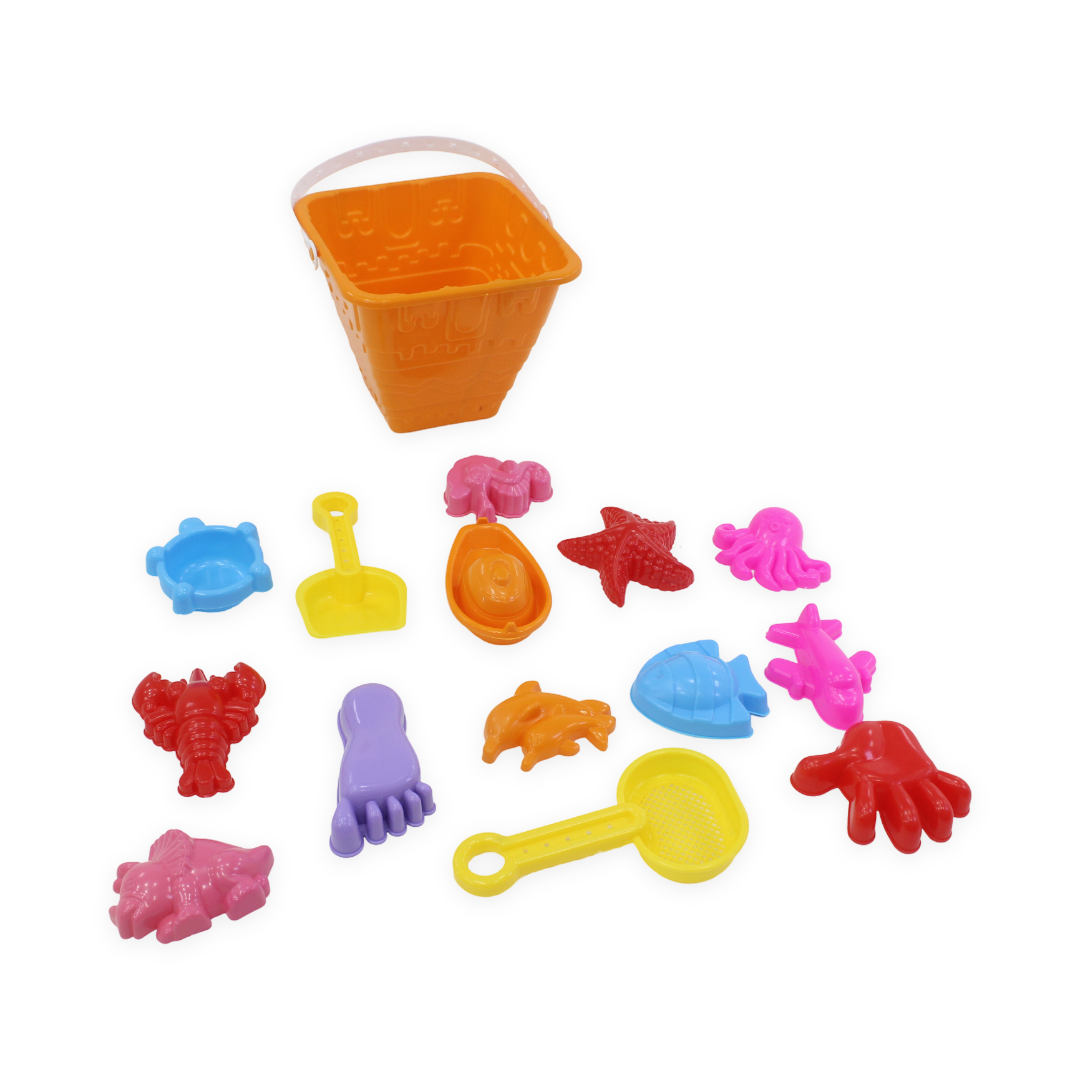 Toffee Multicolor Plastic Beach Sand Toy Set – Orange - Toys