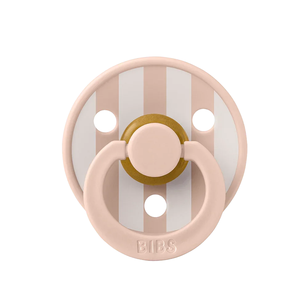 BIBS Studio Color Block Round Latex Pacifier - Size 1 – Blush/Ivory - Baby Essentials