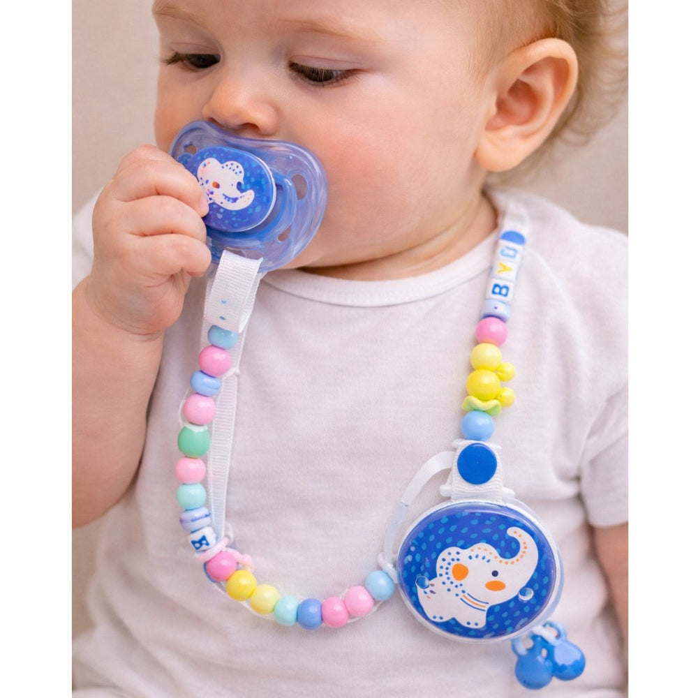 Safari Baby Soother with Clip Chain 0-6M – Blue Elephant