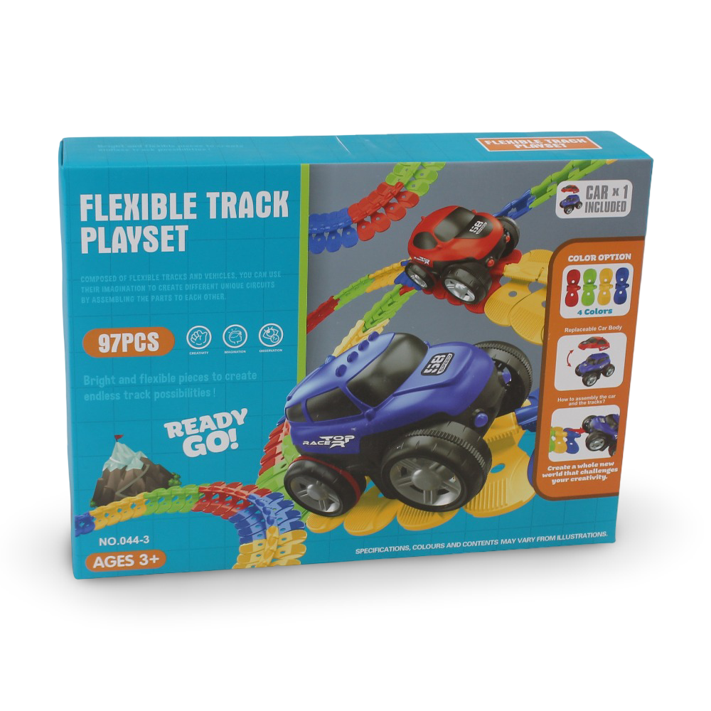 Kids Flexible Racing Track Playset – 97 Pieces - Toys - OKO