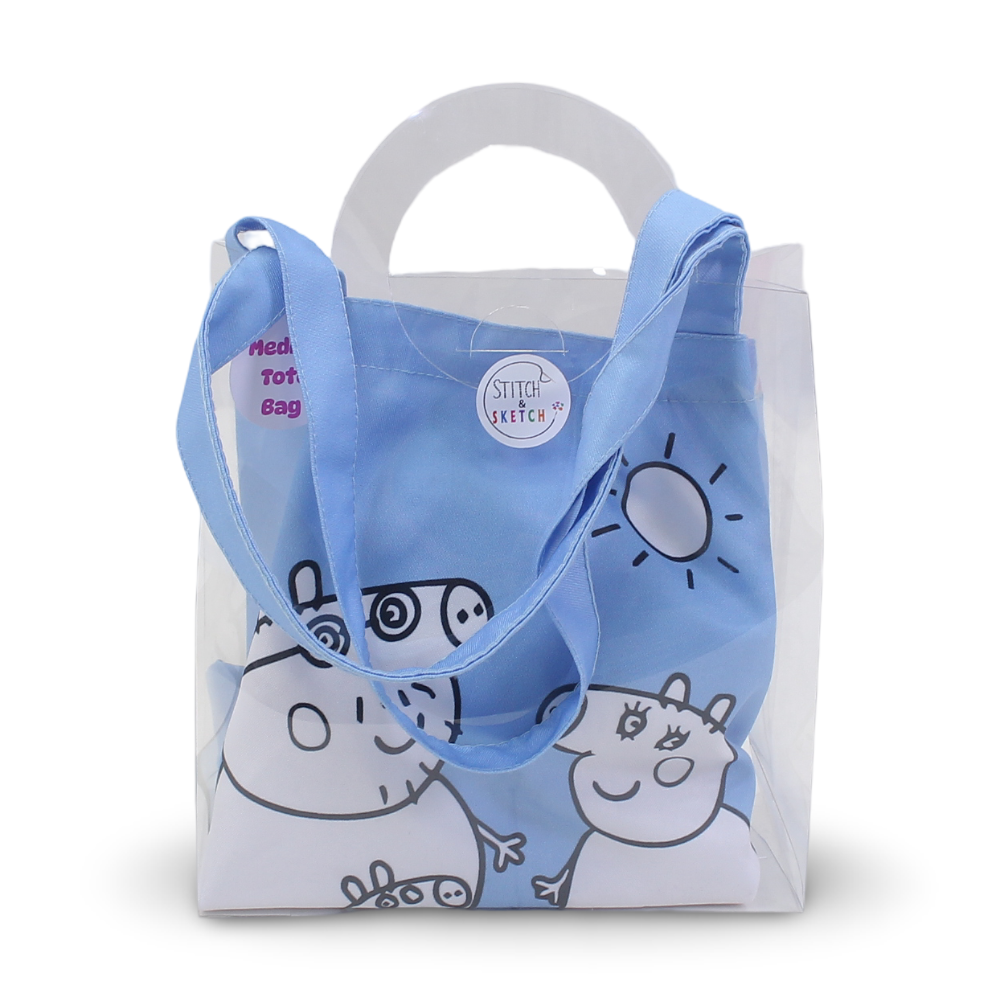 Medium Coloring Tote Bag - Peppa + Colors Box - School - Stitch and Sketch