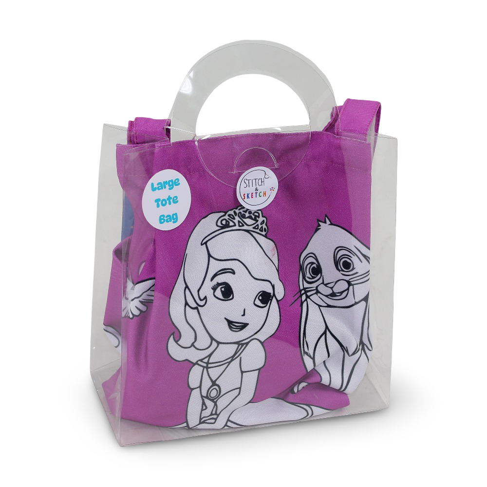 Large Coloring Tote Bag - Sofia + Colors Box - School - Stitch and Sketch