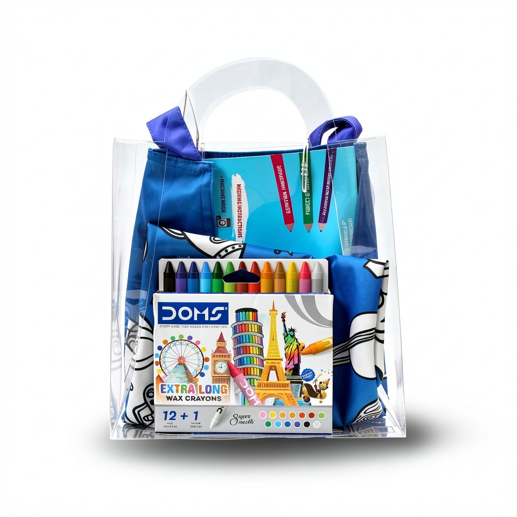 Space Coloring Apron + Doms Extra Long Wax Crayons Set - School - Stitch and Sketch