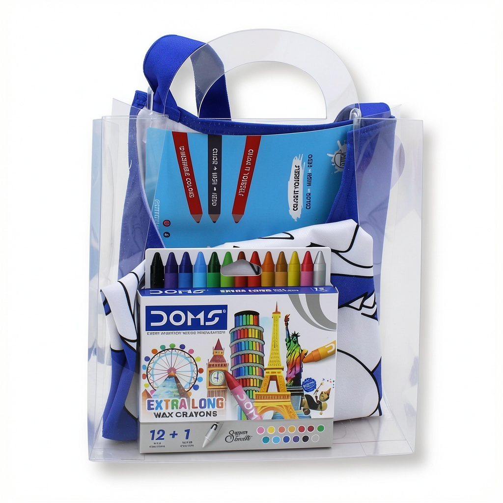 Pokemon Coloring Apron + Doms Extra Long Wax Crayons Set