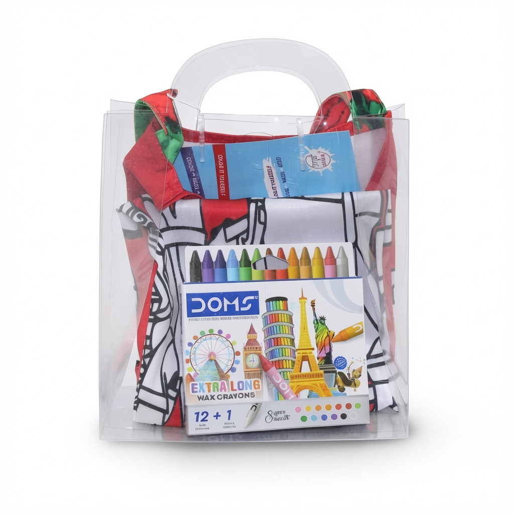 مريلة تلوين روبلوكس + مجموعة أقلام تلوين شمعية طويلة جدًا من دومز