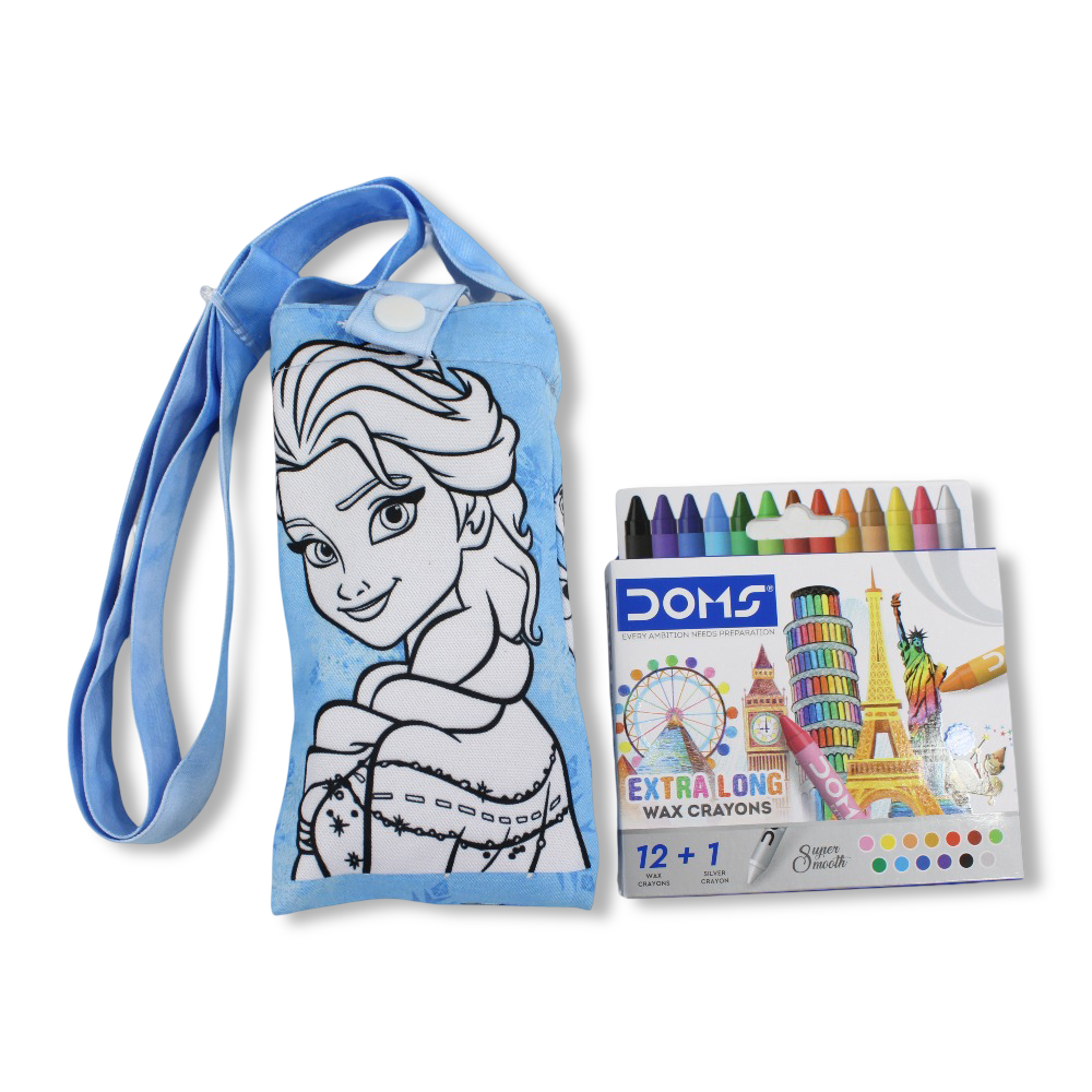 Frozen Coloring Mobile Case with Extra Long Wax Crayons 12 Colours + 1 Silver - Toys - Stitch and Sketch