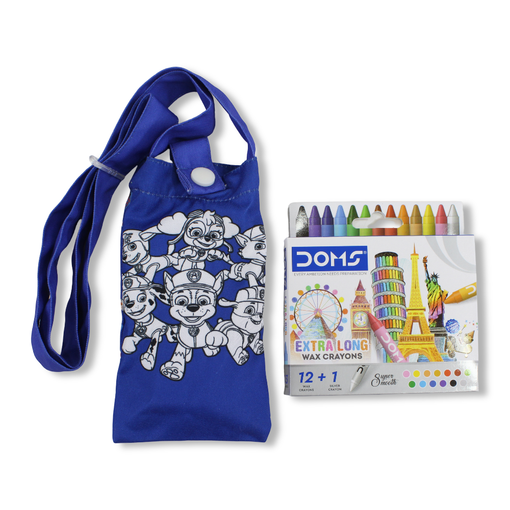 Paw Patrol Coloring Mobile Case with Extra Long Wax Crayons 12 Colours + 1 Silver - Stitch and Sketch