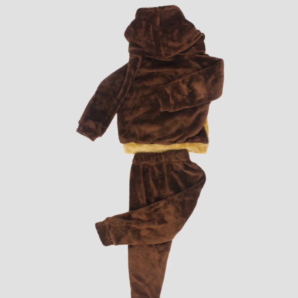 Cute Monkey Long-Sleeved Fleeced Hooded Pajama