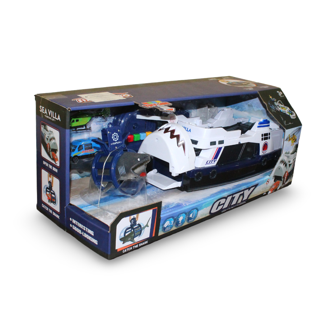 Police Patrol Boat with Light, Sound & Shark Capture Playset - Toys - Saba Toys