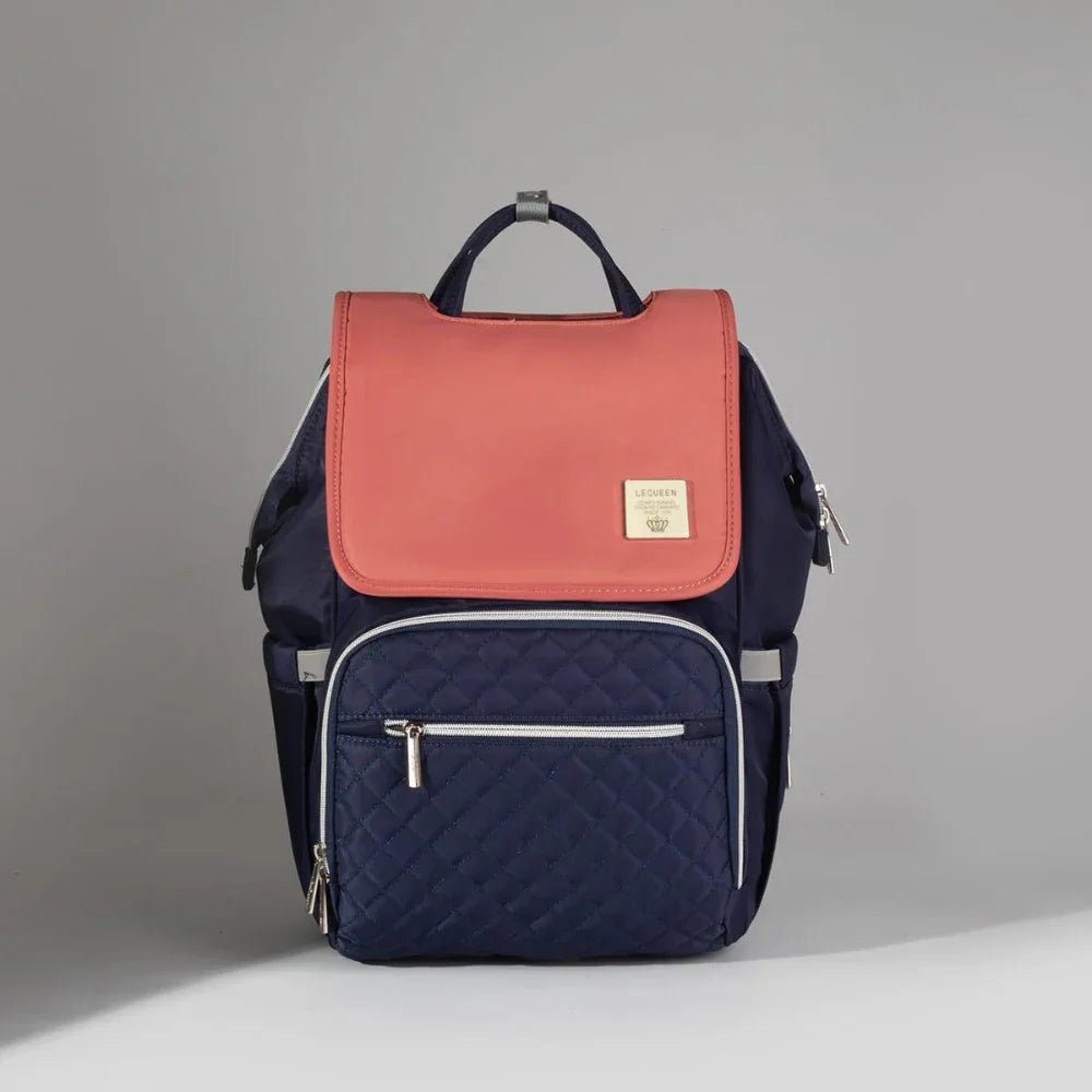 LeQueen Diamond 7th Edition Soft Waterproof Diaper Bag - Red & Navy