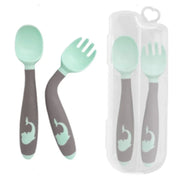 True Fork & Spoon Set with Case – Mint & Grey