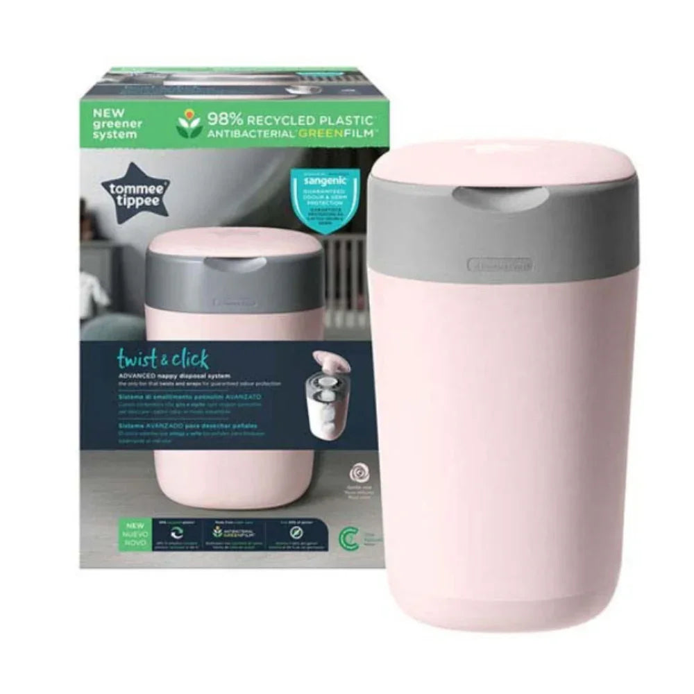 Tommee Tippee Twist & Click Nappy Disposal Bin – Pink - Baby Essentials