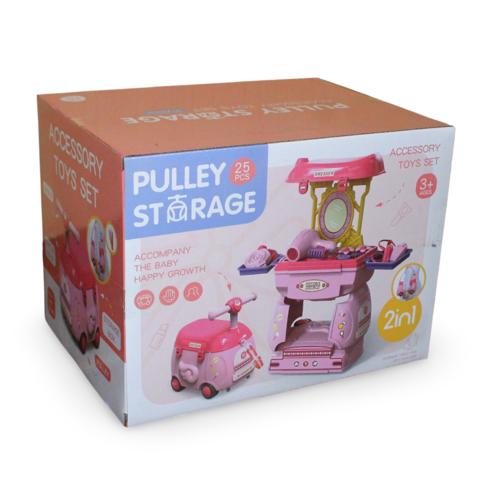 2-in-1 Beauty Vanity Playset Trolley – 25 Pcs Accessories - Toys - OKO